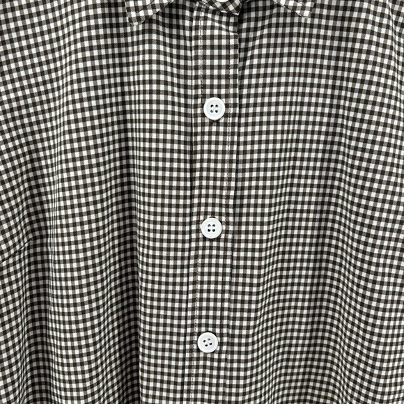 Karen Kane Brown Gingham Check Short Sleeve Button Up Shirt 16 USA 90s Picnic - Picture 3 of 7